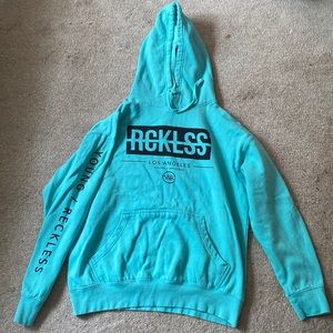 Young/Reckless Pullover Hoodie Aqua